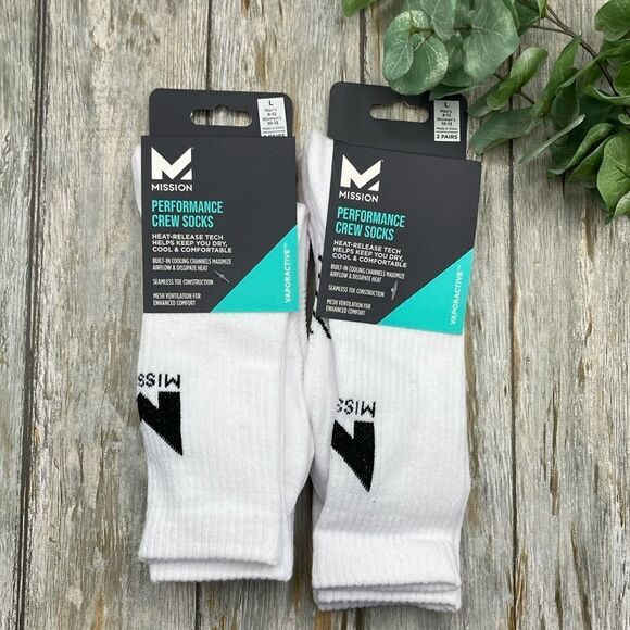Active Performance Crew Socks Ventilated Heat Release Unisex 2, 2-Packs Size L - Picture 1 of 9
